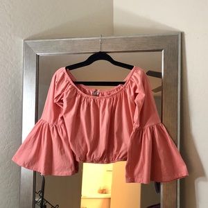 Off the shoulder bell sleeve crop